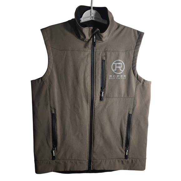Roper Other - Roper Mens Vest L Brown Team Cheney "Denton County Cowboy Church‎ Logo" Full Zip